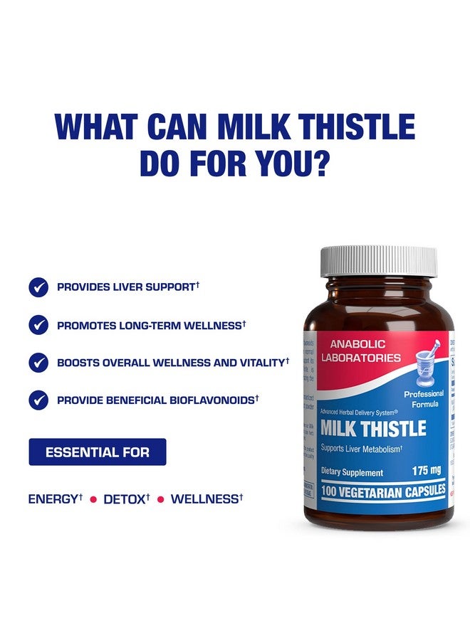 Anabolic Laboratories Silymarin Milk Thistle Extract Capsules - Clinical Milk Thistle Liver Supplements for Women & Men with Standardized 80% Silymarin for Liver Cleanse Detox Support - Vegan Made in the USA - 100 Servings - Image 5