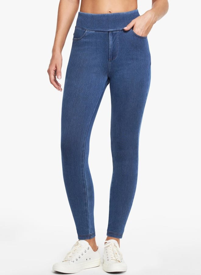 IUGA Stretchy Jeans for Women High Waist Jeggings Tummy Control Skinny Jeans Pull on Leggings with Pockets Trendy Casual, Stormy Blue, S - Image 2