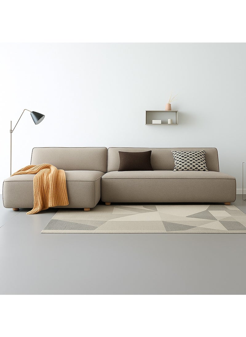 KARNAK Karnak Chelsea 3-Seater Luxury L-Shape Velvet Sofa with Free Pillows - Beige Grey Blend  - Image 1