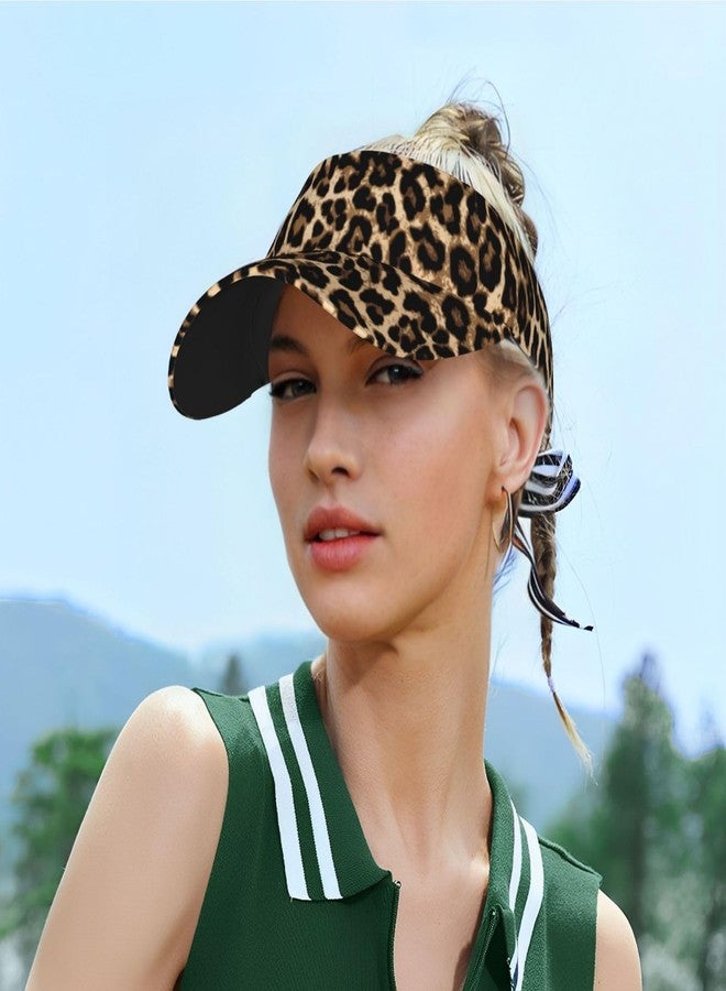 TINUADEE Leopard Cheetah Print African Animal Hunting Sports Sun Visor Hats Adjustable Men Women Lightweight Packable Cooling Empty Top Visor Hat for Running, Tennis, Golf - Image 5