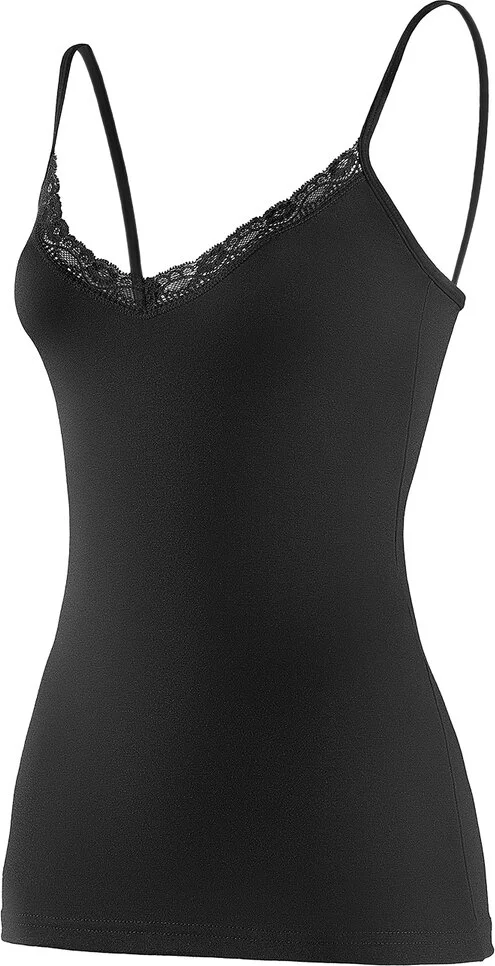 يلدز تشاماشير Yıldız Underwear Modal V Neck Laced Undershirt Black