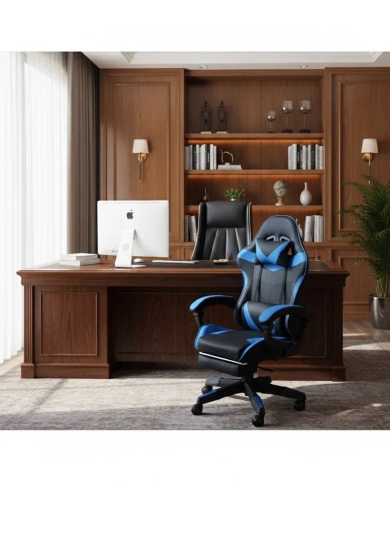إكسبرت كرسي مكتب وألعاب مع مسند للذراعين والقدمين، كرسي دوار بظهر عالي قابل للإمالة ومسند للرأس والظهر ودعم قطني - Image 1