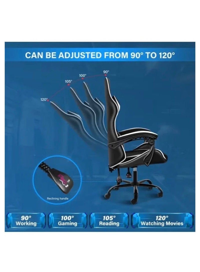 إكسبرت كرسي مكتب وألعاب مع مسند للذراعين والقدمين، كرسي دوار بظهر عالي قابل للإمالة ومسند للرأس والظهر ودعم قطني - Image 4