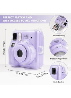 O Ozone Clear Case for Fujifilm Instax Mini SE Instant Camera | Protective Hard PC Cover with Film Pocket + Cute Sticker & Removable Strap - Clear  - Image 3