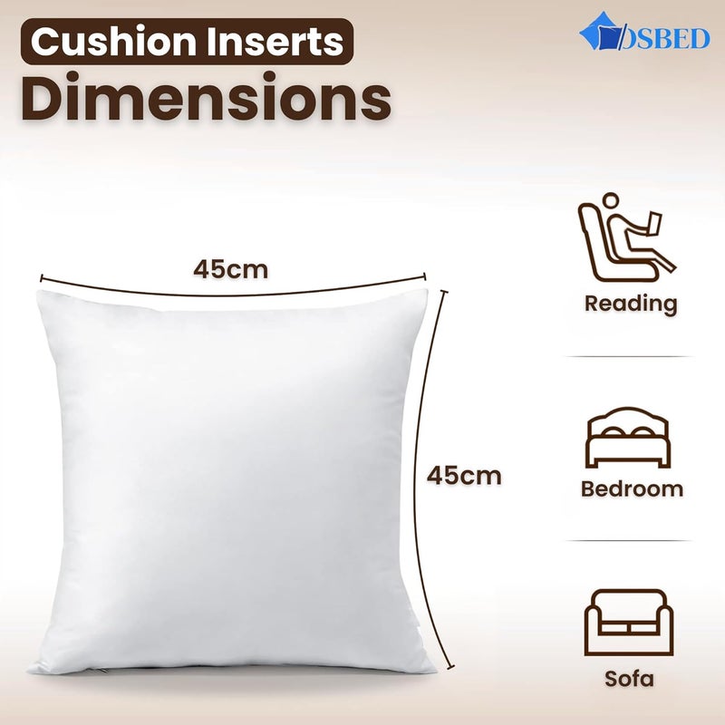 OSBED Waterproof Cushion Inserts Pack of 2 - 45x45 cm with Fluffy Polyester Fill - Image 2