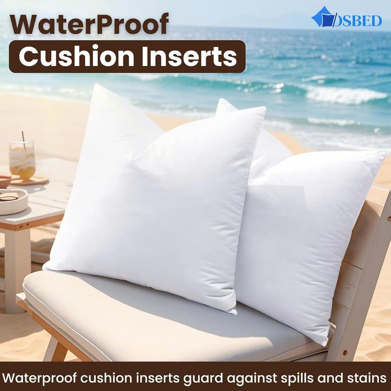 OSBED Waterproof Cushion Inserts Pack of 2 - 45x45 cm with Fluffy Polyester Fill - Image 3