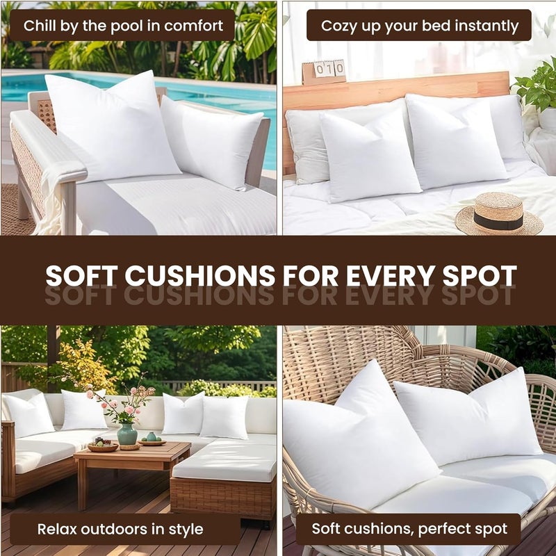 OSBED Waterproof Cushion Inserts Pack of 2 - 45x45 cm with Fluffy Polyester Fill - Image 4