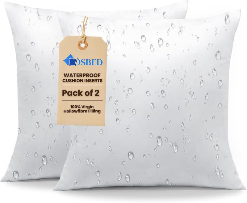 OSBED Waterproof Cushion Inserts Pack of 2 - 45x45 cm with Fluffy Polyester Fill - Image 1