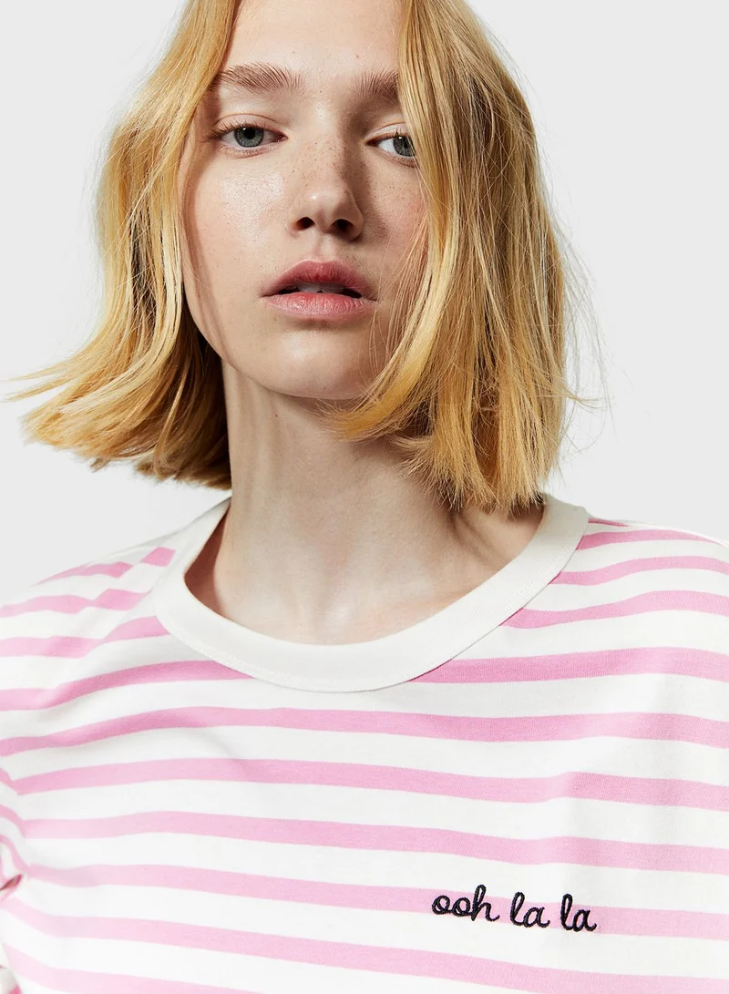H&M Crew Neck Striped Top