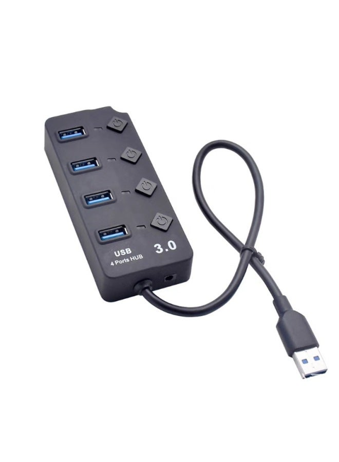 Usb 3.0 Hub 4-port Independent Button Switch High-speed Transmission One-to-four Expander Digital Computer/usb Hub/usb Hub-Number Of Interfaces:4 1.2 Meters Blister Packaging  - Image 2