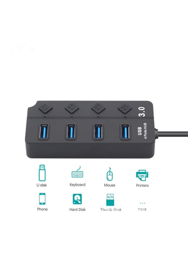 Usb 3.0 Hub 4-port Independent Button Switch High-speed Transmission One-to-four Expander Digital Computer/usb Hub/usb Hub-Number Of Interfaces:4 1.2 Meters Blister Packaging  - Image 3
