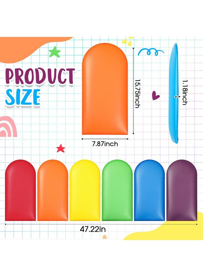 Jetec 6 Pcs Wall Padding for Kids with Autism Playroom Anti Collision 3D 15.75 x 7.87 Inch Peel and Stick Headboard Upholstered Wall Panels for Nursery Protection (Rainbow Color) - Image 1