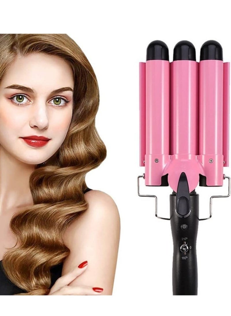 إلترازون Ceramic Hair Curler Triple Barrel Curling Iron Professional Hair Tools Styler 25mm Big Wave Hair Waver Roller Curling Wand - Image 1
