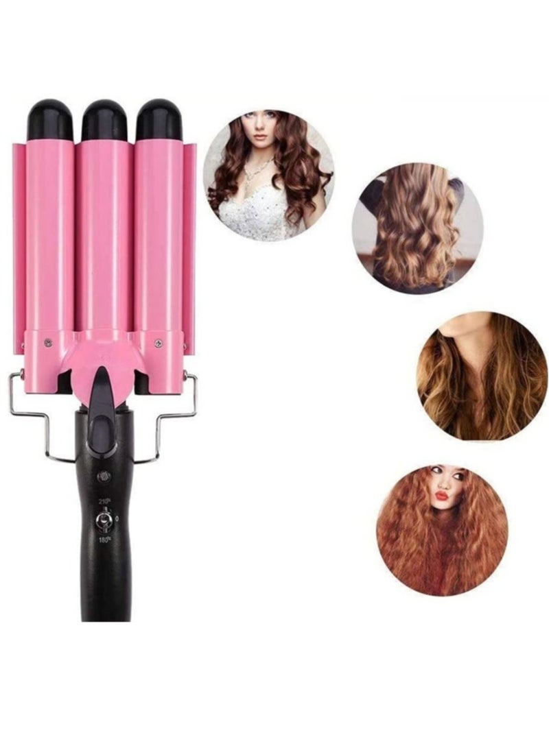إلترازون Ceramic Hair Curler Triple Barrel Curling Iron Professional Hair Tools Styler 25mm Big Wave Hair Waver Roller Curling Wand - Image 2