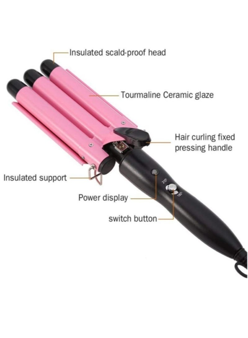 إلترازون Ceramic Hair Curler Triple Barrel Curling Iron Professional Hair Tools Styler 25mm Big Wave Hair Waver Roller Curling Wand - Image 5