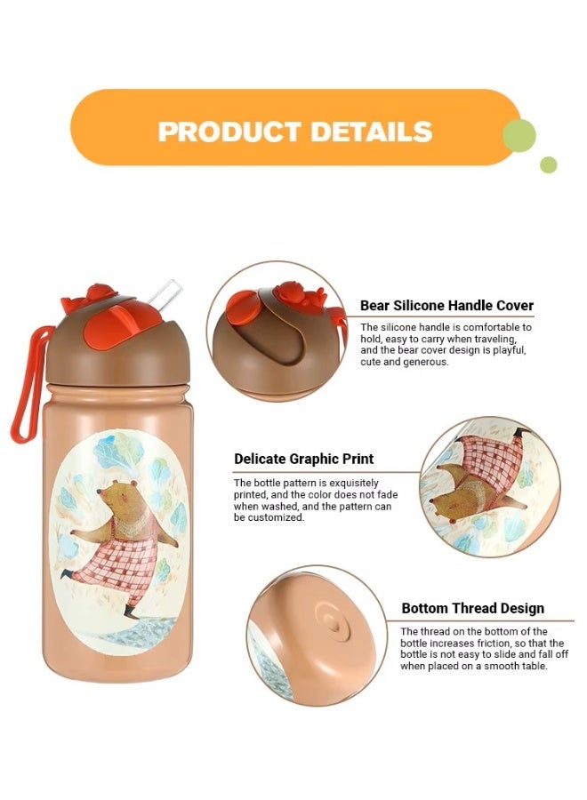 Delivus Kids Water Bottle Bpa Free 14 OZ with 2 Straws and Cleaning Set Children Double Wall Stainless Steel Drinking Bottles Thermos Insulation Flask ( Pink ) - Image 5