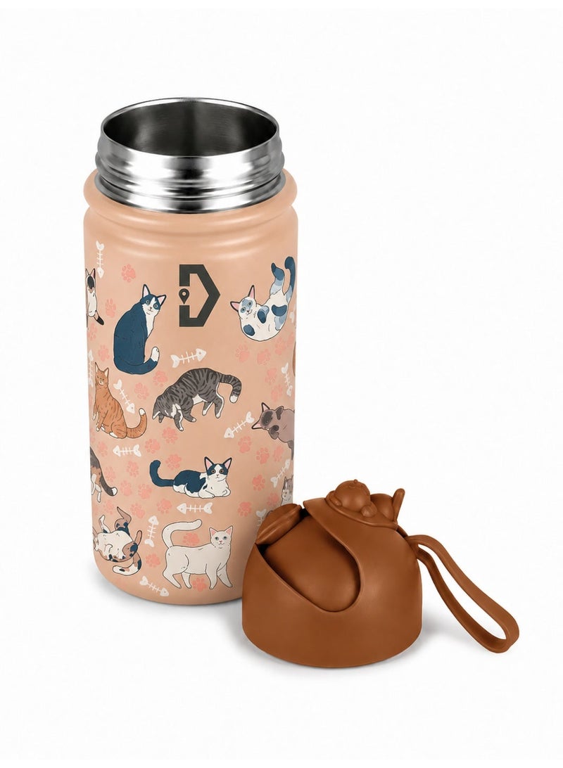 Delivus Kids Water Bottle Bpa Free 14 OZ with 2 Straws and Cleaning Set Children Double Wall Stainless Steel Drinking Bottles Thermos Insulation Flask ( Pink ) - Image 4