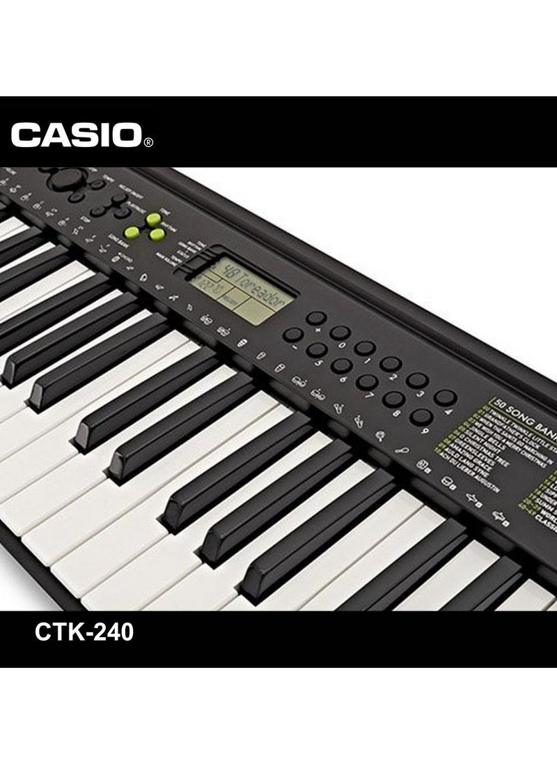 CASIO - CTK-240 Digital Musical Piano Keyboard for Beginners 49 Keys 100 Tones 100 Rhythms, Included Power Adaptor - Image 1