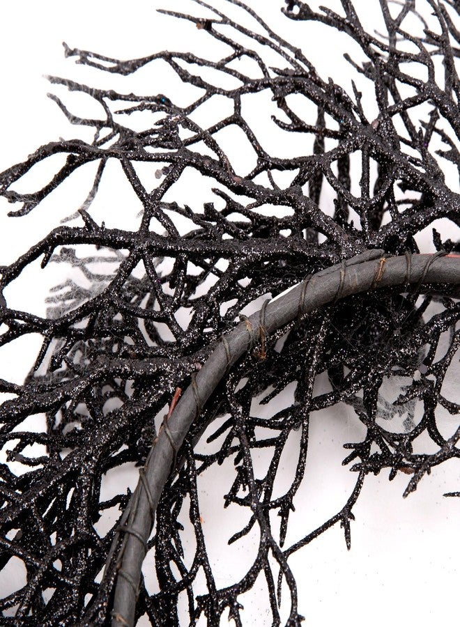 Skrantun 18 Inch Halloween Wreath Black Wreath with Spiders and Webs Door Wreath with Halloween Decorations for Halloween Party and Holiday Decorations - Image 5