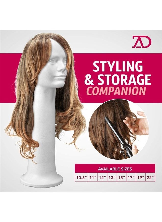 Adolfo Designs - 22'' Inch Styrofoam Wig Head Mannequins Manikin Stand, Style, Model & Display Women's Wigs, Hats & Hairpieces - Extra Large, by Adolfo Designs - Image 1