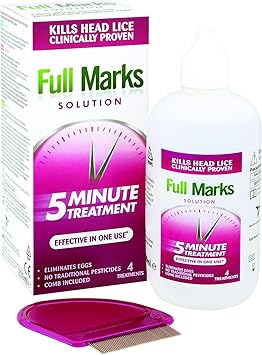 Full Marks حل قمل الرأس 200 مل من فول ماركس صيغة بسيطة لمدة 5 دقائق تقضي على بيض القمل تشمل مشط رعاية فعالة لفروة الرأس في استخدام واحد علاج سريع المفعول - Image 1