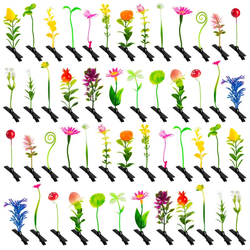 KFPPLXQ Sprout Clips Mixed Style Plant Hairpins Little Grass Sprouts Rave Clips 50 Pcs Mushroom Clip on Sprout Gift for Women Girls Kids School - Image 1