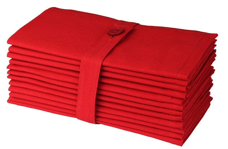 COTTON CRAFT Christmas Red Napkins -12 Pack 100% Cotton Dinner Napkins - All Year Xmas Fall Thanksgiving Celebration Party Gift Holiday Table Napkin - Soft Washable Reusable Cloth Napkin -18x18 - Image 1
