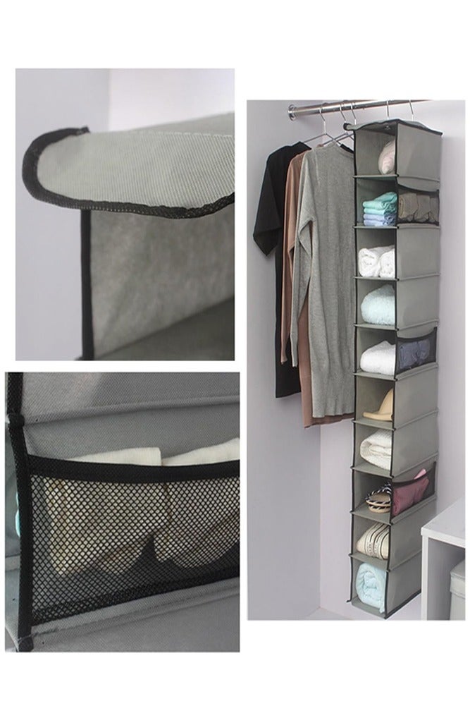 AMERTEER 10-Section Hanging Shoe Organizer – Space-Saving Fabric Closet Shelves for Shoes, Bags & Accessories - Image 4