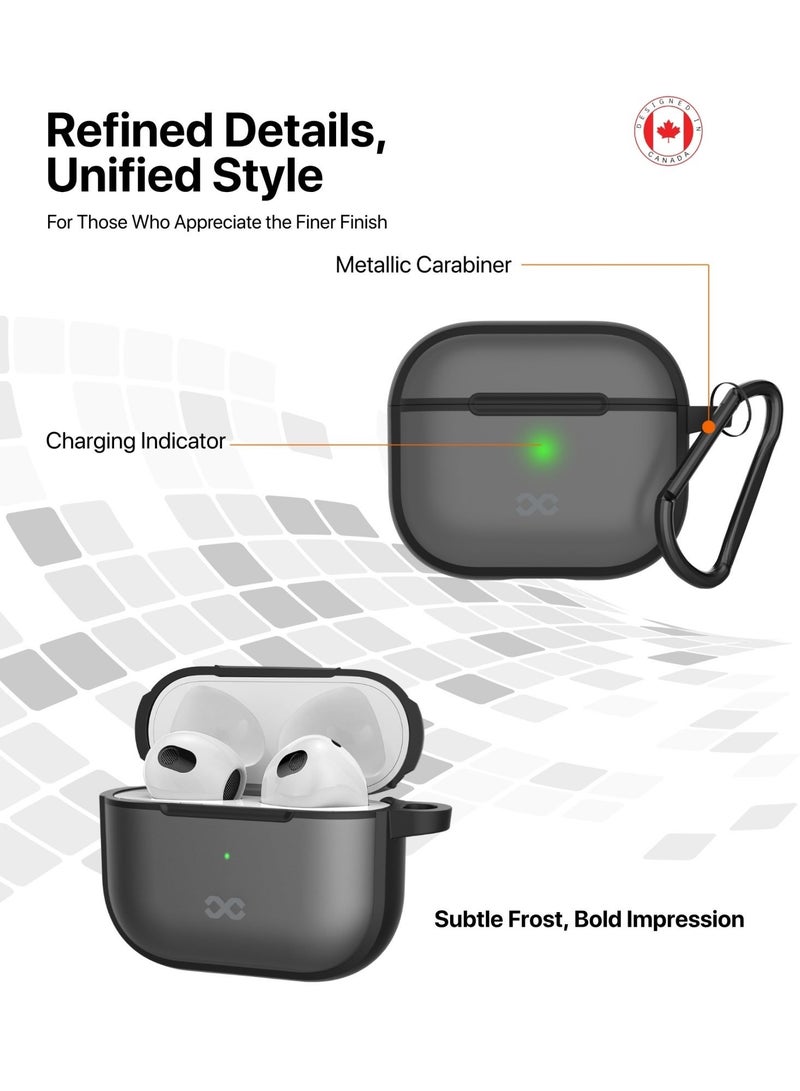 INFINYTY AirPods 4 Frosted Silicone Case – Vizo Series (Black), Matte Finish, Shockproof Protection, 1.5m Drop-tested, Scratch-Resistant, Lightweight, Precision Fit, Wireless Charging Compatible, Includes Metal Hook - Image 2