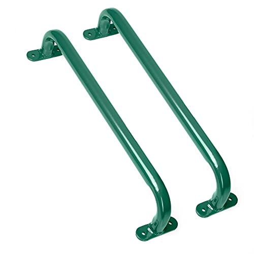 Barcaloo 17 Inch Playground Accessories Metal Safety Handles Long Green Grab Handle Bars for Playset Ladder Jungle Gym Monkey Bars Swing Set and More - Image 1