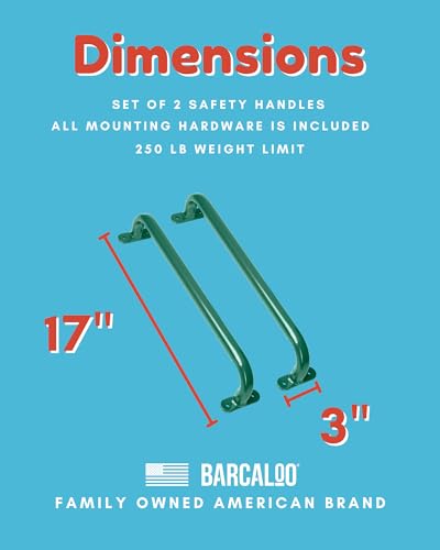 Barcaloo 17 Inch Playground Accessories Metal Safety Handles Long Green Grab Handle Bars for Playset Ladder Jungle Gym Monkey Bars Swing Set and More - Image 5