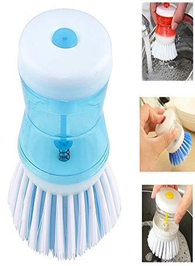 NILHARI Multipurpose Cleaning Brush with Dispenser, Scrubbing Bristles,Dish/washbasin/Utensils/Cutlery Washing and Cleaning Brush with Liquid Soap Holder and Dispenser Multicolor (Pack of 2) - Image 1