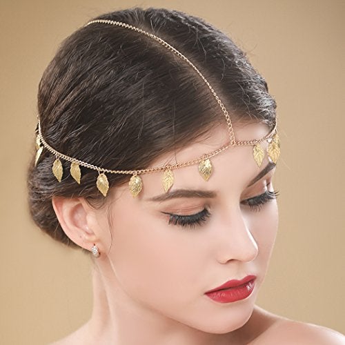 Jovono Boho Hair Chain Gold Leaf Head Chain Headpiece Tassel Greek Costume Hair Accessories for Women and Girls - Image 5