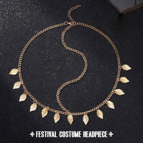 Jovono Boho Hair Chain Gold Leaf Head Chain Headpiece Tassel Greek Costume Hair Accessories for Women and Girls - Image 2