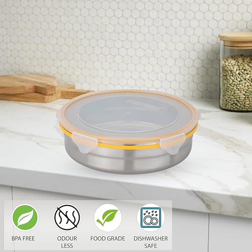 STEELLOCK Stainless Steel Airtight Container with Lid | Leakproof, BPA-Free, Durable Kitchen Storage | Multipurpose Food Storage Containers for Kitchen | ‎SL-1601-set of 1, 1700ml each, Yellow - Image 3