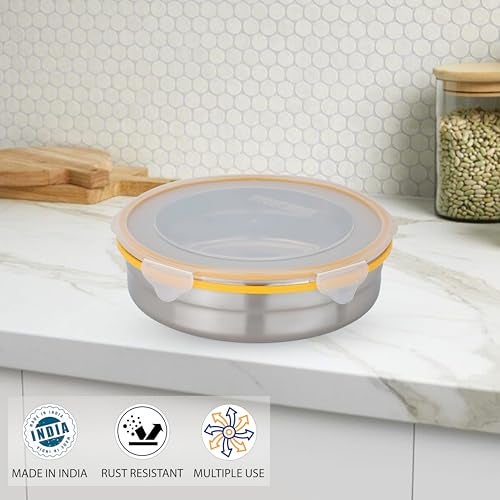 STEELLOCK Stainless Steel Airtight Container with Lid | Leakproof, BPA-Free, Durable Kitchen Storage | Multipurpose Food Storage Containers for Kitchen | ‎SL-1601-set of 1, 1700ml each, Yellow - Image 4