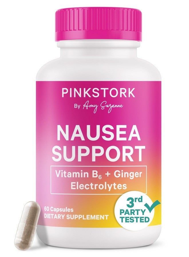 بينك ستروك كبسولة فيتامين ب6 بالزنجبيل والإلكتروليت من بينك ستورك - دعم طبيعي للجهاز الهضمي مع النعناع والبوتاسيوم والمغنيسيوم - لطيفة على المعدة - ضرورية للحمل ودوار الحركة - 60 قرصًا - Image 1