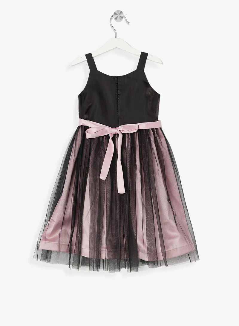 Little Golden Apple Tulle Overlay Dress