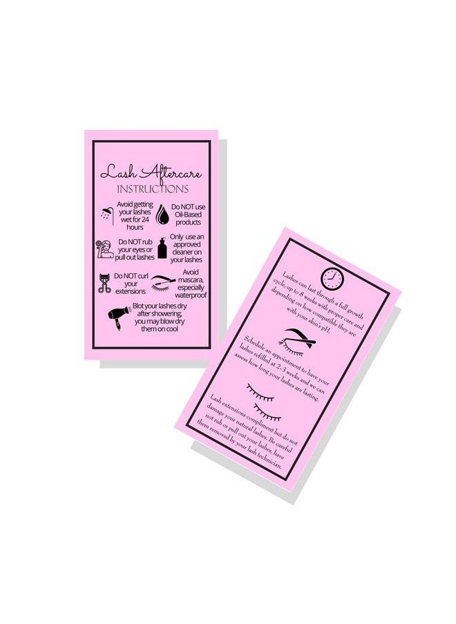 Boutique Marketing LLC - Lash Extension Aftercare Instructions Cards | Package Of 250 | Double Sided Size 2X3.5" Inches After Care (23 Week Fillers) | Bubblegum Pink With Eyelash Extension Aftercare Pictures - Image 1