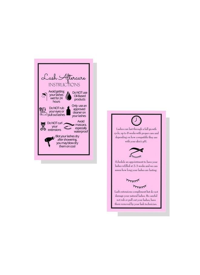 Boutique Marketing LLC - Lash Extension Aftercare Instructions Cards | Package Of 250 | Double Sided Size 2X3.5" Inches After Care (23 Week Fillers) | Bubblegum Pink With Eyelash Extension Aftercare Pictures - Image 1