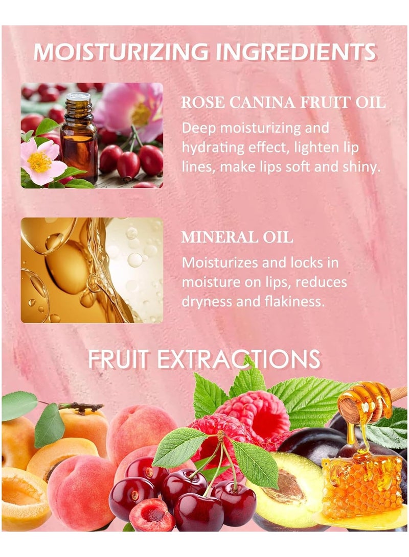 Hydrating Lip Oil Set - 3 Color Reviver Lip Glow Oils with Tinted Gloss and Plumping Formula - Flavored Fruit Lip Stain Oil with Big Brush Head - Moisturizing Lip Glaze for Women - Image 4