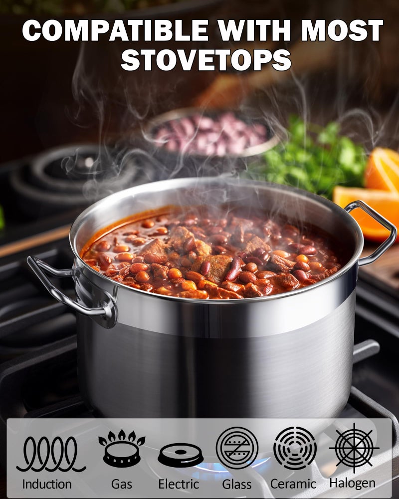 Cooks Standard قدور الطهي القياسية من الفولاذ المقاوم للصدأ، 8 لتر وعاء مرق احترافي مع غطاء، فضي - Image 3