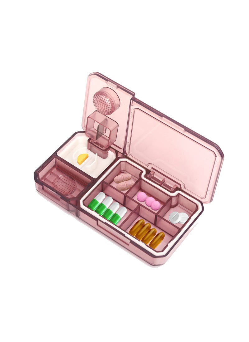 SYOSI - Pill Cutter, 3 in 1 Multi-Functional Lightweight Red Aesthetic Pill Organizer with Pill Cutter for Small or Large Pills, Crushes Pills, Vitamins, Tablets, for Easy Pill Management (1 Pack) - Image 1