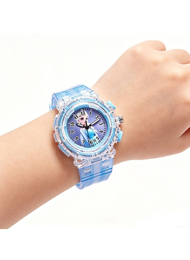 Disney Frozen Elsa girls' watch, children's cartoon digital watch, children's colorful glowing cartoon quartz watch (with box) - Image 3