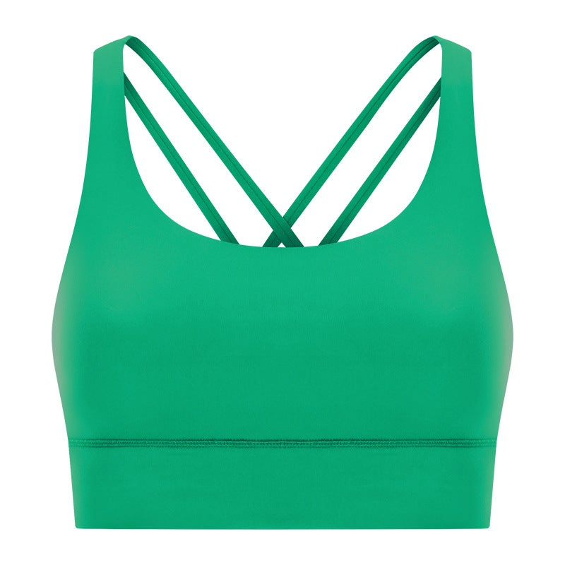 Summer Cross-Back Yoga Sports Bra High Support Lush green 