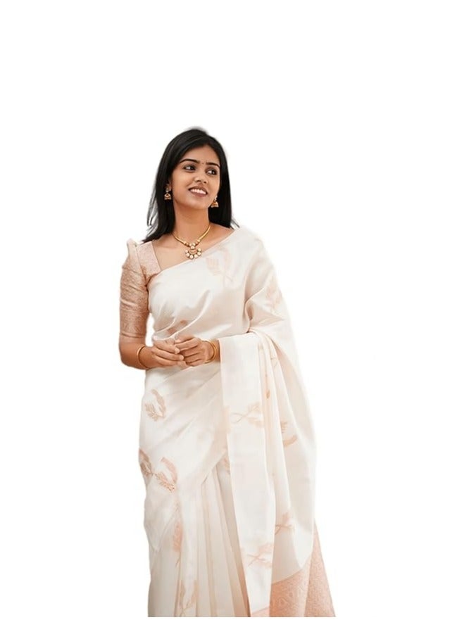 Accessorize Kingdom Women's Banarasi Soft Silk Saree With Unstitched Blouse Piece  - Image 1