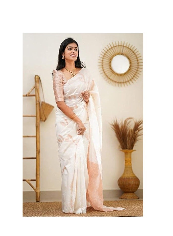 Accessorize Kingdom Women's Banarasi Soft Silk Saree With Unstitched Blouse Piece  - Image 2