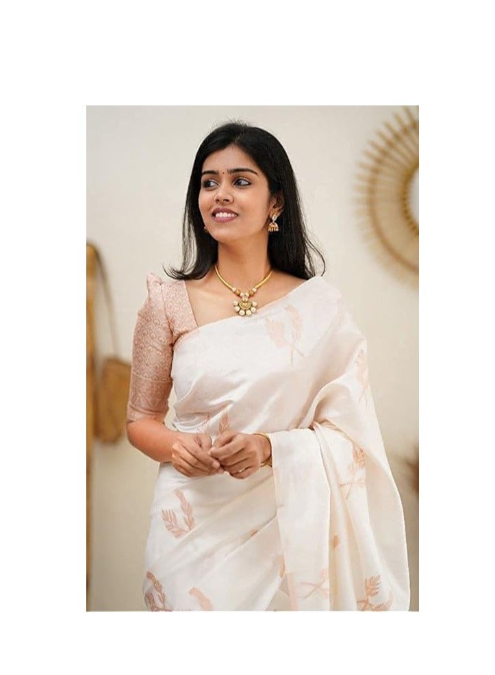 Accessorize Kingdom Women's Banarasi Soft Silk Saree With Unstitched Blouse Piece  - Image 5