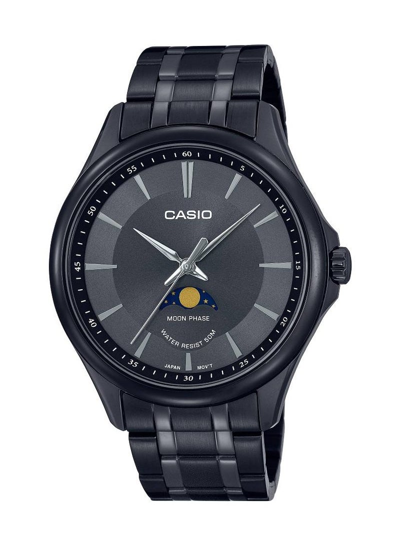 CASIO Analog Quartz Moon Phase Black Dial Stainless Steel Men's Watch MTP-M100B-1AVDF