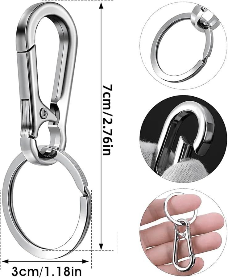 Silver Metal Carabiner Key Ring Clip 40pcs Keyring Holder Hook - Image 3